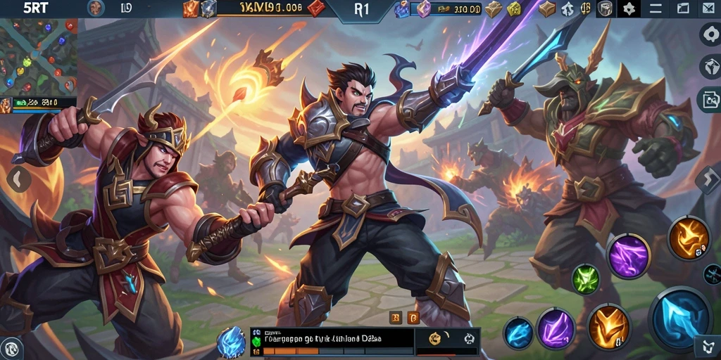 Tangkapan layar gameplay <strong>5RT</strong> menampilkan pertarungan intense antara pahlawan dengan efek visual yang mengagumkan.