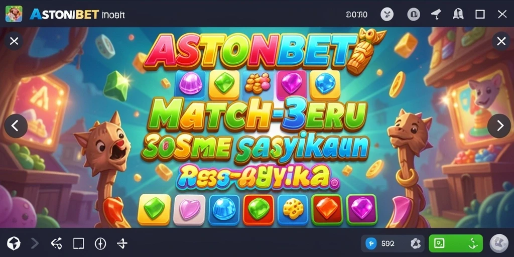 Tangkapan layar gameplay ASTONBET dengan grafis cerah dan tantangan Match-3