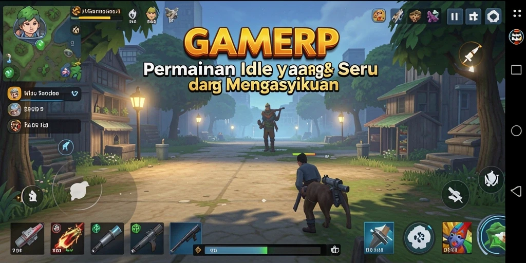 Screenshot GAMERP menampilkan karakter dan gameplay Idle yang menarik.