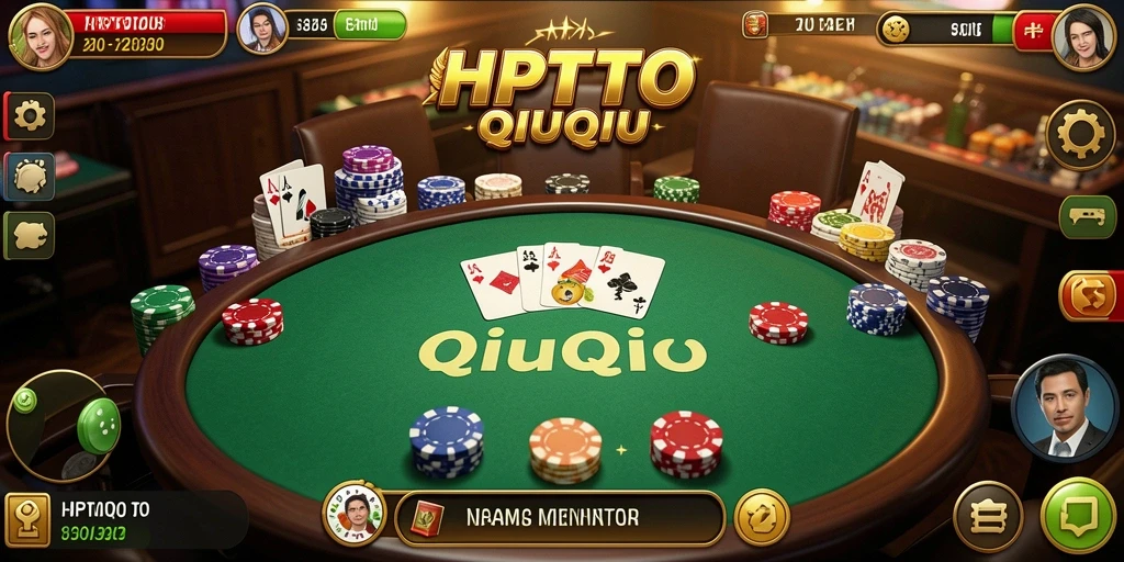 Screenshot utama HPTOTO menampilkan permainan QiuQiu yang menegangkan.