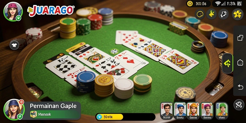 Tampilan menarik gameplay Gaple di JUARAGO yang seru.