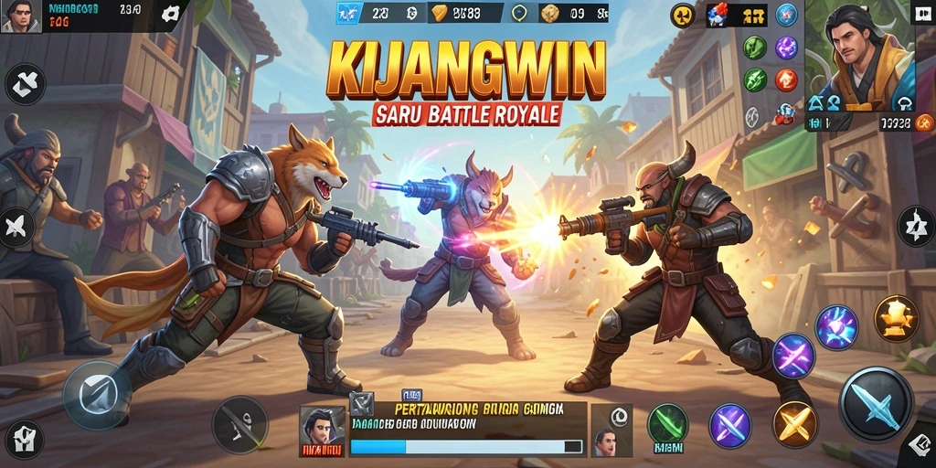 Tampilan gameplay KIJANGWIN yang intens dan menarik dalam pertempuran Battle Royale.