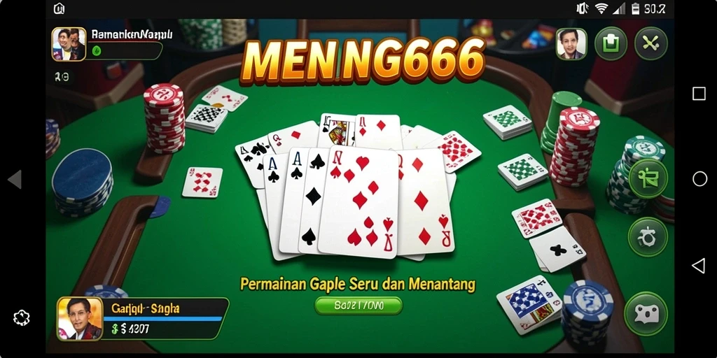 Screenshot permainan Gaple di MENANG666 menampilkan aksi seru dan interaksi pemain.
