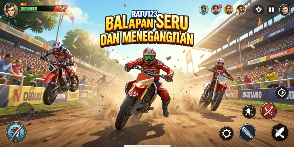 Tampilan gameplay balapan yang intens dan mendebarkan di RATU123.